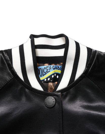 Dolce & Gabbana Women's Blouson Cotton Nylon Polyester & Satin Bomber Jacket - Black Floral