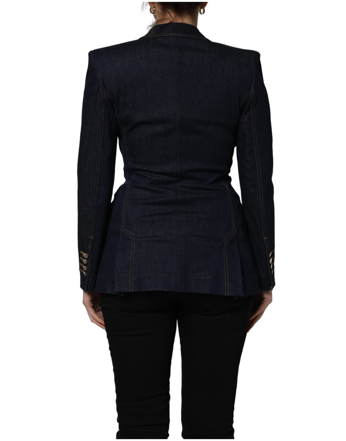 Dolce & Gabbana Women's Single Breasted Stretch Denim Cotton Polyester Blazer - Blue
