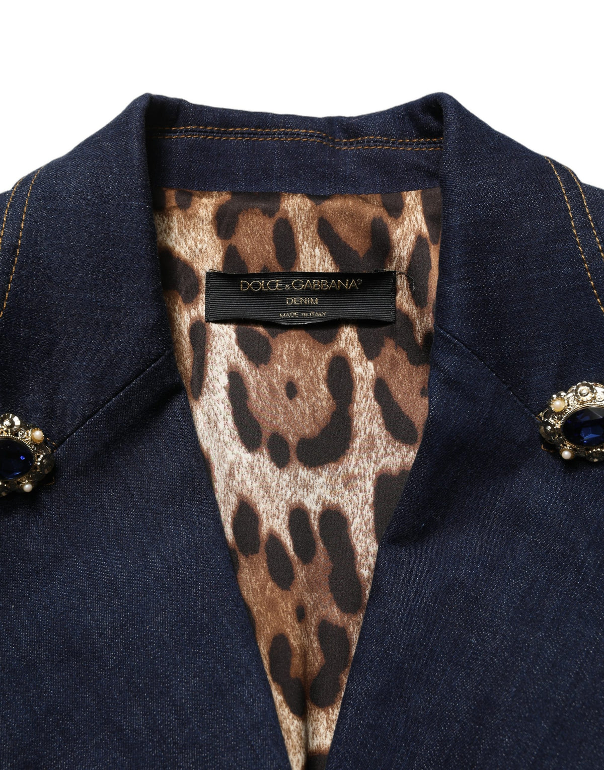 Dolce & Gabbana Women's Single Breasted Stretch Denim Cotton Polyester Blazer - Blue