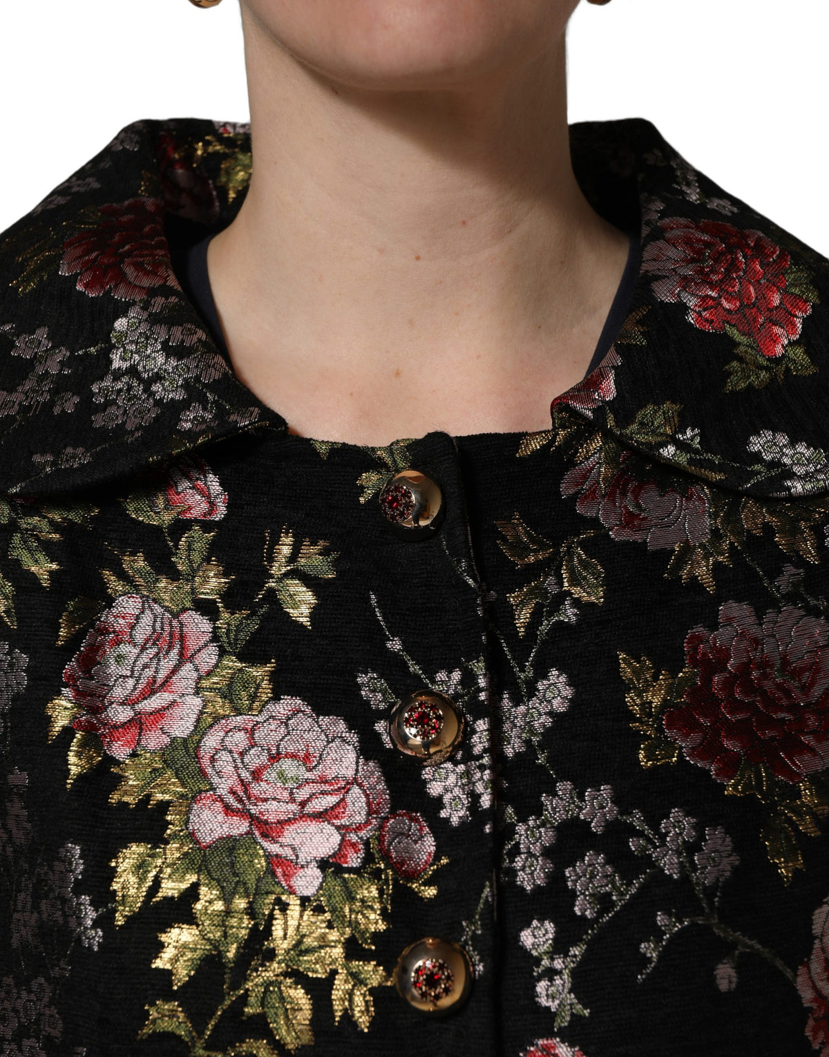 Dolce & Gabbana Women's Down Acetate & Polyester Blazer - Multicolor Patterned Floral Jacquard