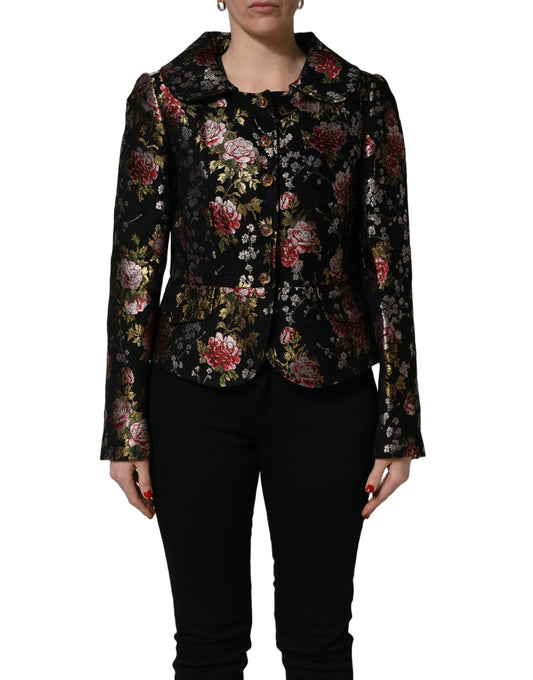 Dolce & Gabbana Women's Down Acetate & Polyester Blazer - Multicolor Patterned Floral Jacquard