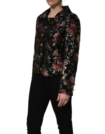 Dolce & Gabbana Women's Down Acetate & Polyester Blazer - Multicolor Patterned Floral Jacquard