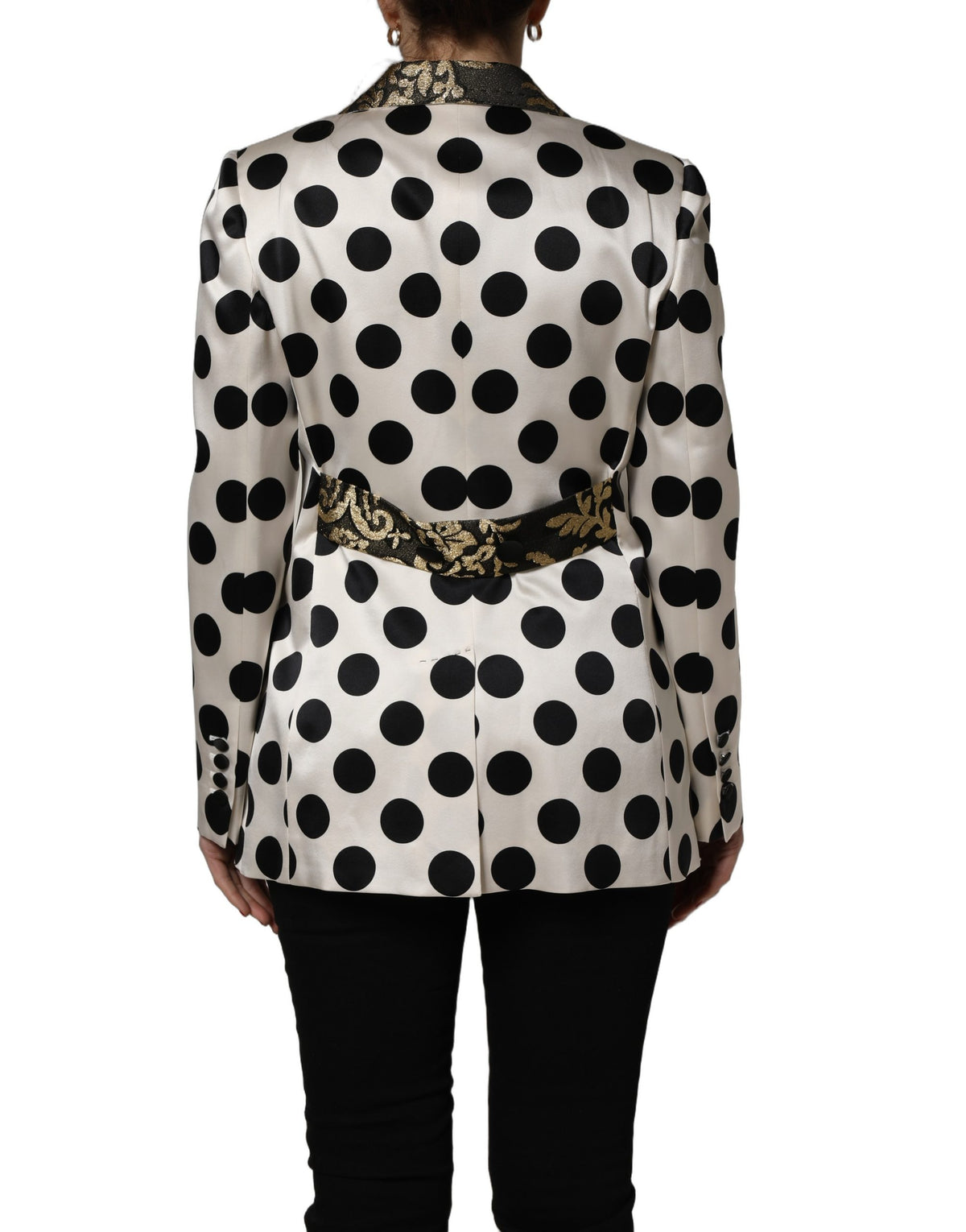 Dolce & Gabbana Women's Single Breasted Cotton Silk Polyester & Elastane Blazer - Black White Print