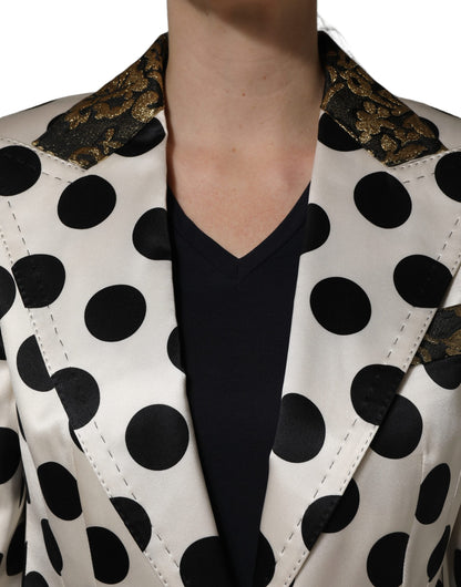 Dolce & Gabbana Women's Single Breasted Cotton Silk Polyester & Elastane Blazer - Black White Print
