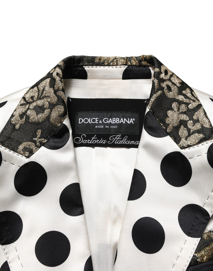 Dolce & Gabbana Women's Single Breasted Cotton Silk Polyester & Elastane Blazer - Black White Print