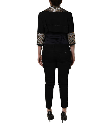 Dolce & Gabbana Women's Single Breasted Polyester Nylon Acrylic Wool & Silk Overcoat - Black