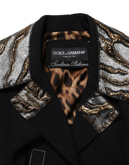 Dolce & Gabbana Women's Single Breasted Polyester Nylon Acrylic Wool & Silk Overcoat - Black