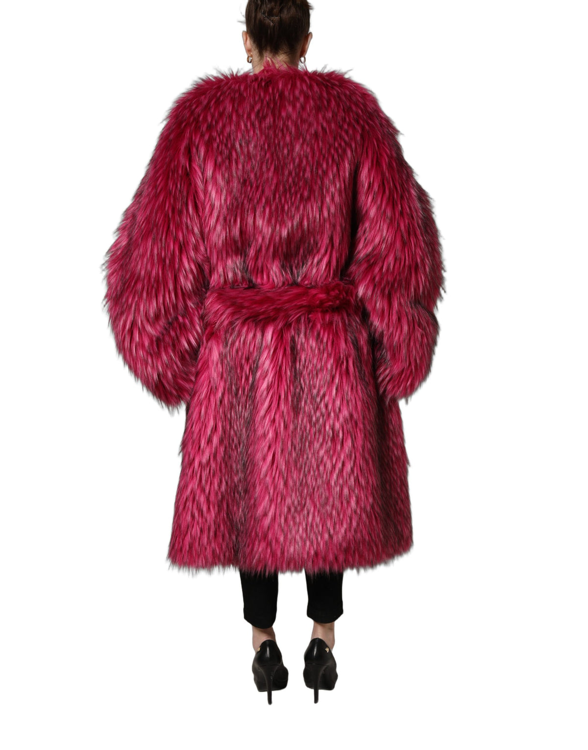 Dolce & Gabbana Women's Modacrylic Polyester Fur Trench Coat - Fuchsia