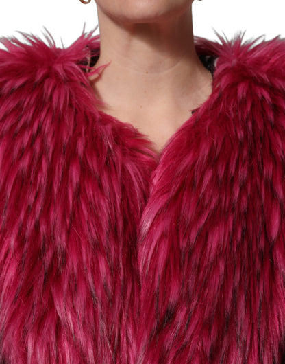 Dolce & Gabbana Women's Modacrylic Polyester Fur Trench Coat - Fuchsia