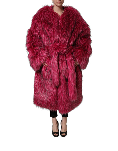Dolce & Gabbana Women's Modacrylic Polyester Fur Trench Coat - Fuchsia
