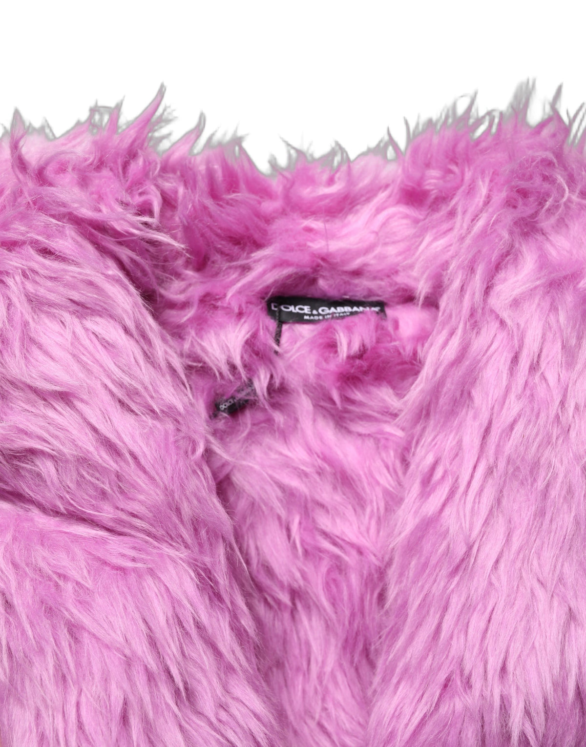 Dolce & Gabbana Women's Modacrylic Polyester Leather & Faux Fur Overcoat - Gold Pink