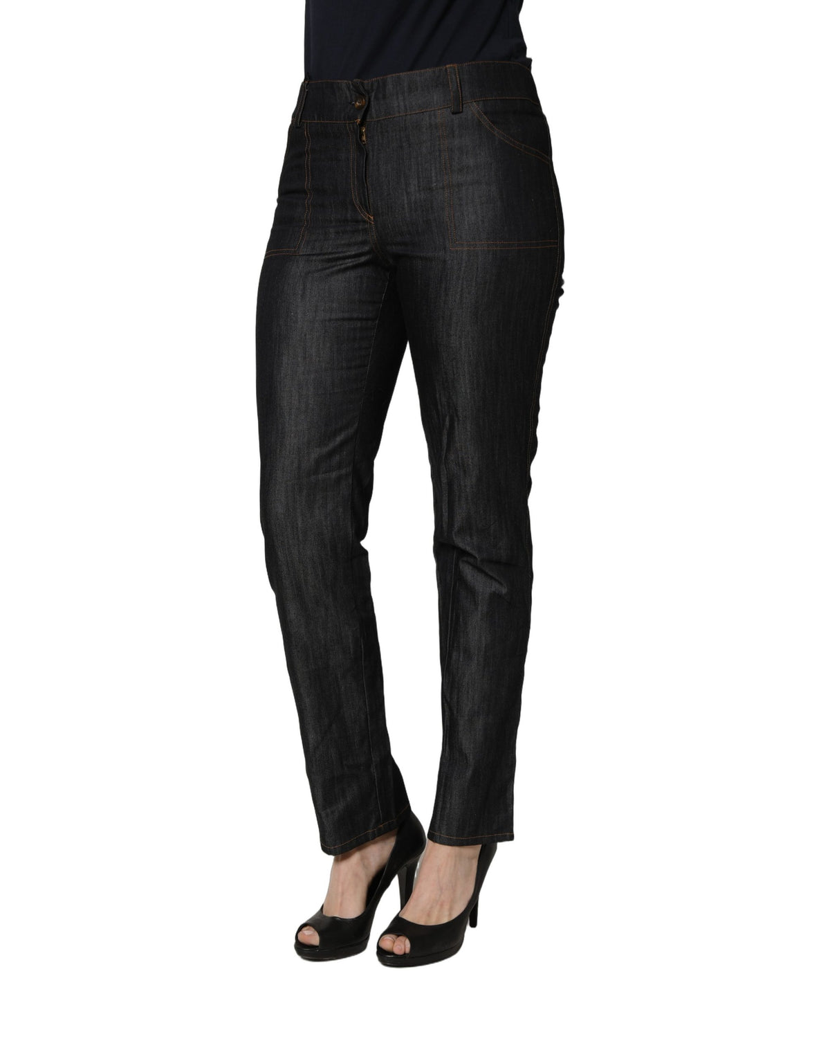 BENCIVENGA Women's Skinny Slim Mid Rise Denim Cotton Jeans - Black