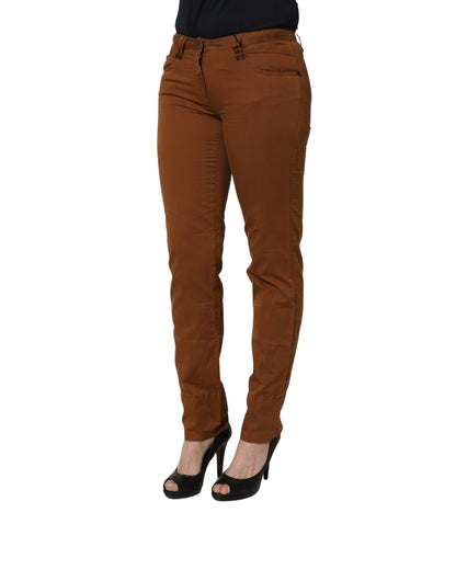 PLEIN SUD Women's Skinny Slim Mid Rise Cotton Chinos Pants - Brown
