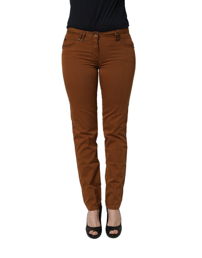 PLEIN SUD Women's Skinny Slim Mid Rise Cotton Chinos Pants - Brown
