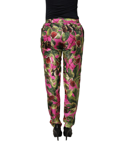 Dolce & Gabbana Women's Tapered Leg Silk Trousers - Fuchsia Patterned