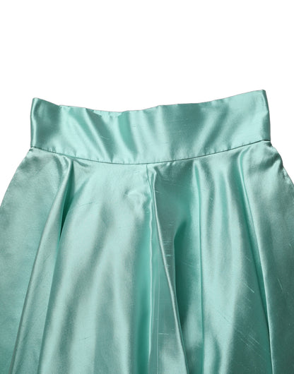Dolce & Gabbana Women's Pleated Wrap A Line High Rise Cotton Nylon Satin & Silk Midi Skirt - Green