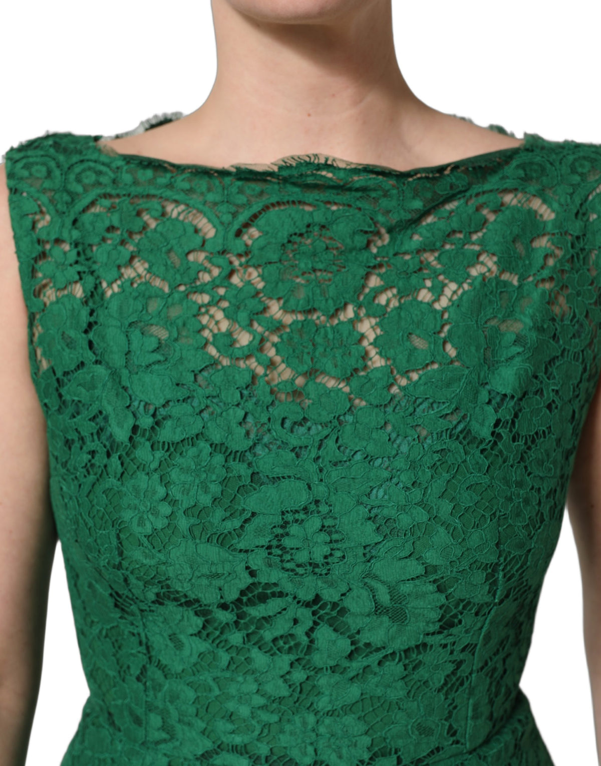 Dolce & Gabbana Women's Sleeveless Cotton Silk Viscose & Lace Midi Dress - Green Floral