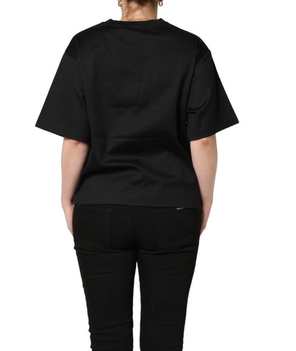 Dolce & Gabbana Women's Short-Sleeve Crew Neck Cotton T-Shirt - Black Print