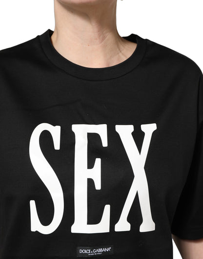 Dolce & Gabbana Women's Short-Sleeve Crew Neck Cotton T-Shirt - Black Print