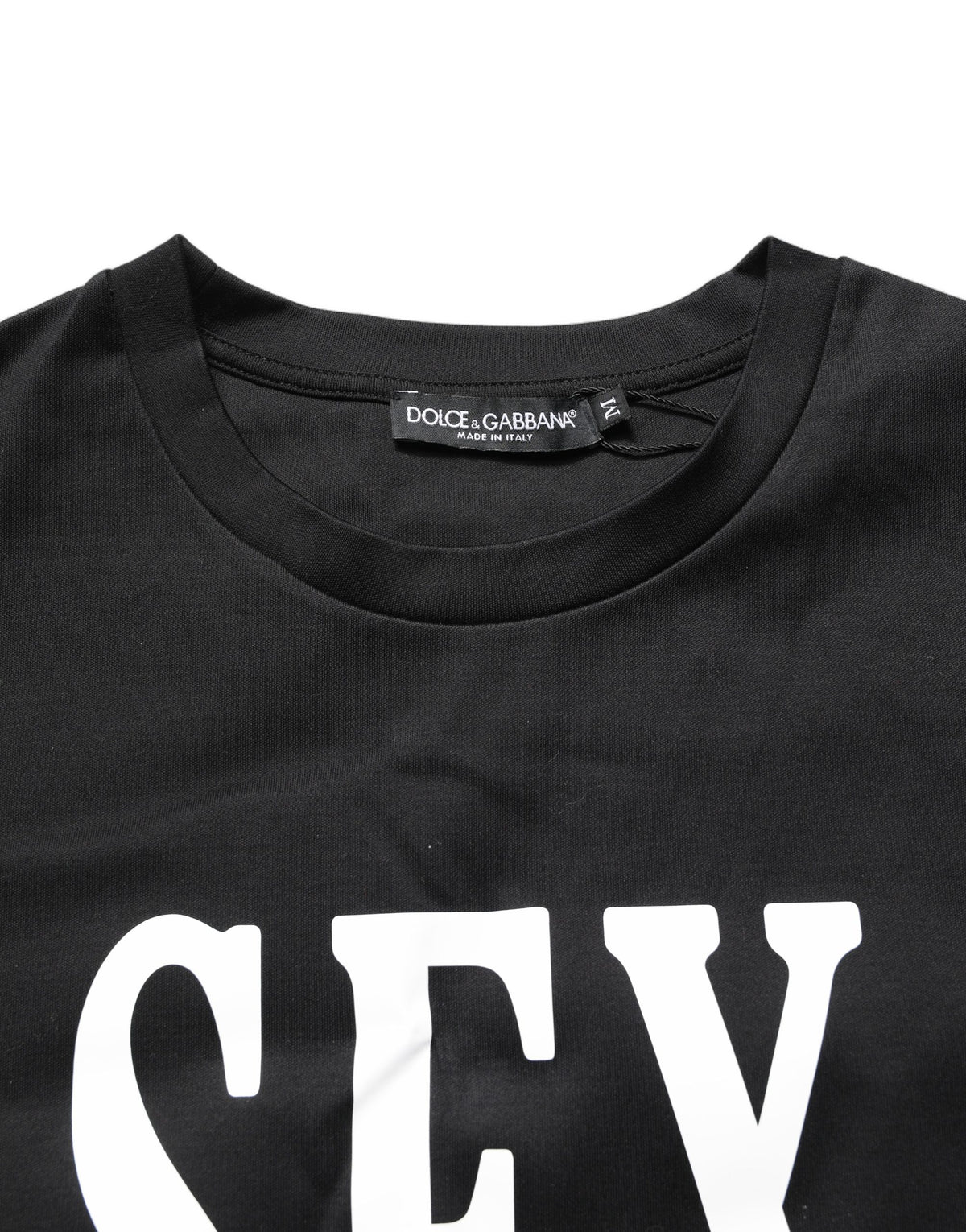 Dolce & Gabbana Women's Short-Sleeve Crew Neck Cotton T-Shirt - Black Print