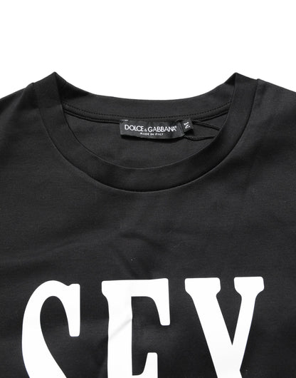 Dolce & Gabbana Women's Short-Sleeve Crew Neck Cotton T-Shirt - Black Print
