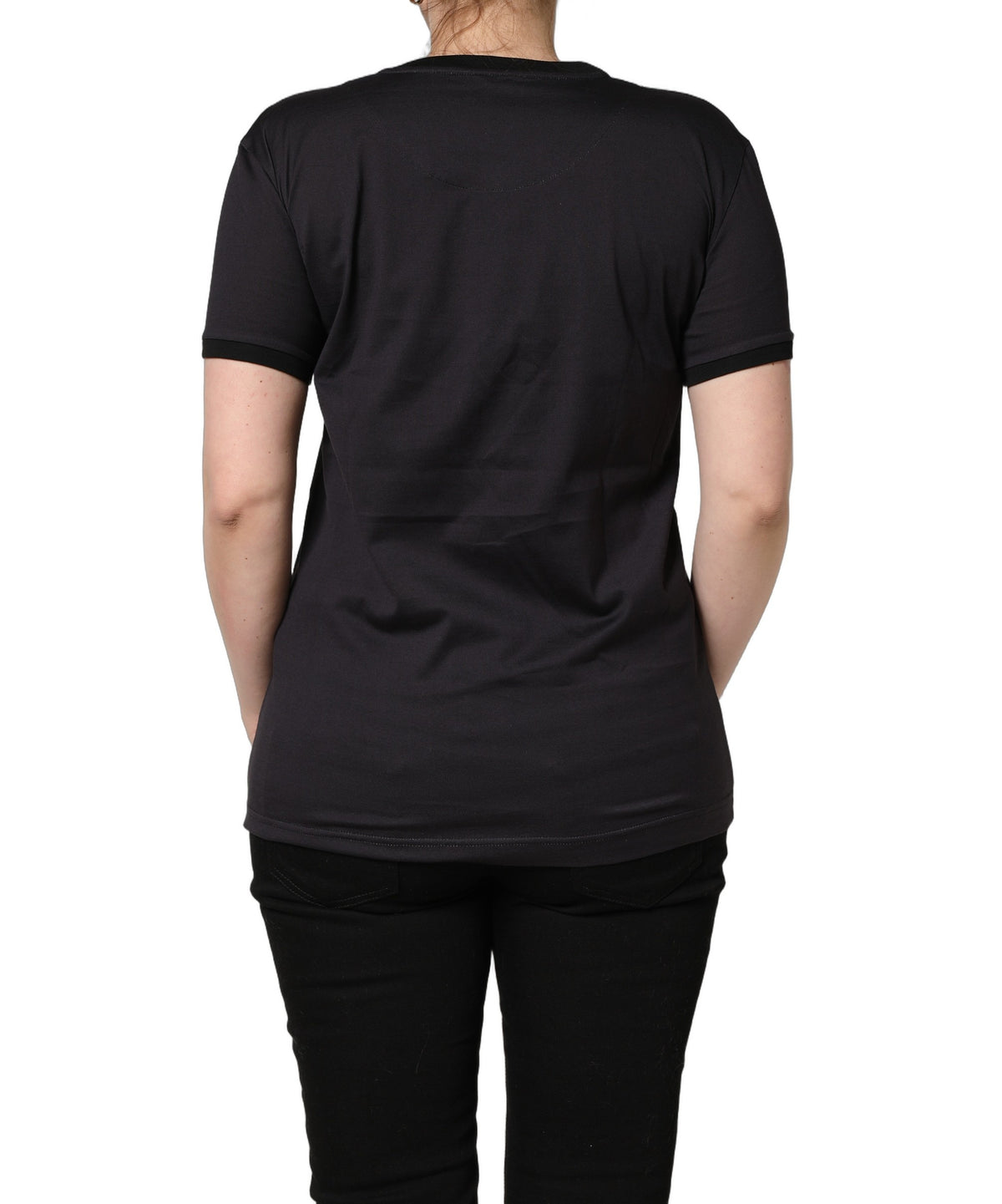 Dolce & Gabbana Women's Short-Sleeve Round Neck Cotton T-Shirt - Black Print