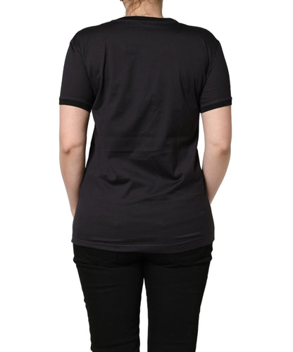Dolce & Gabbana Women's Short-Sleeve Round Neck Cotton T-Shirt - Black Print