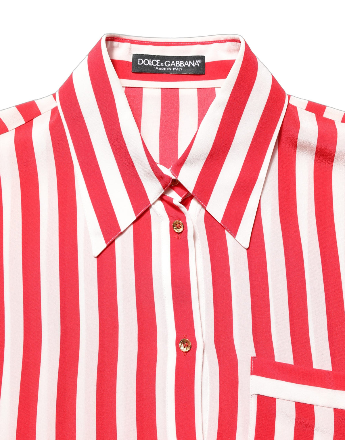 Dolce & Gabbana Women's Silk Sweater - Red White Patterned Striped