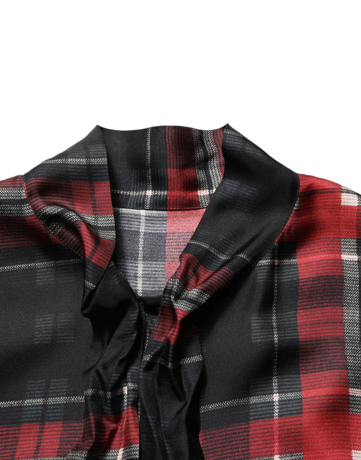 Dolce & Gabbana Women's Long-Sleeve Silk Blouse - Black Red Patterned Plaid