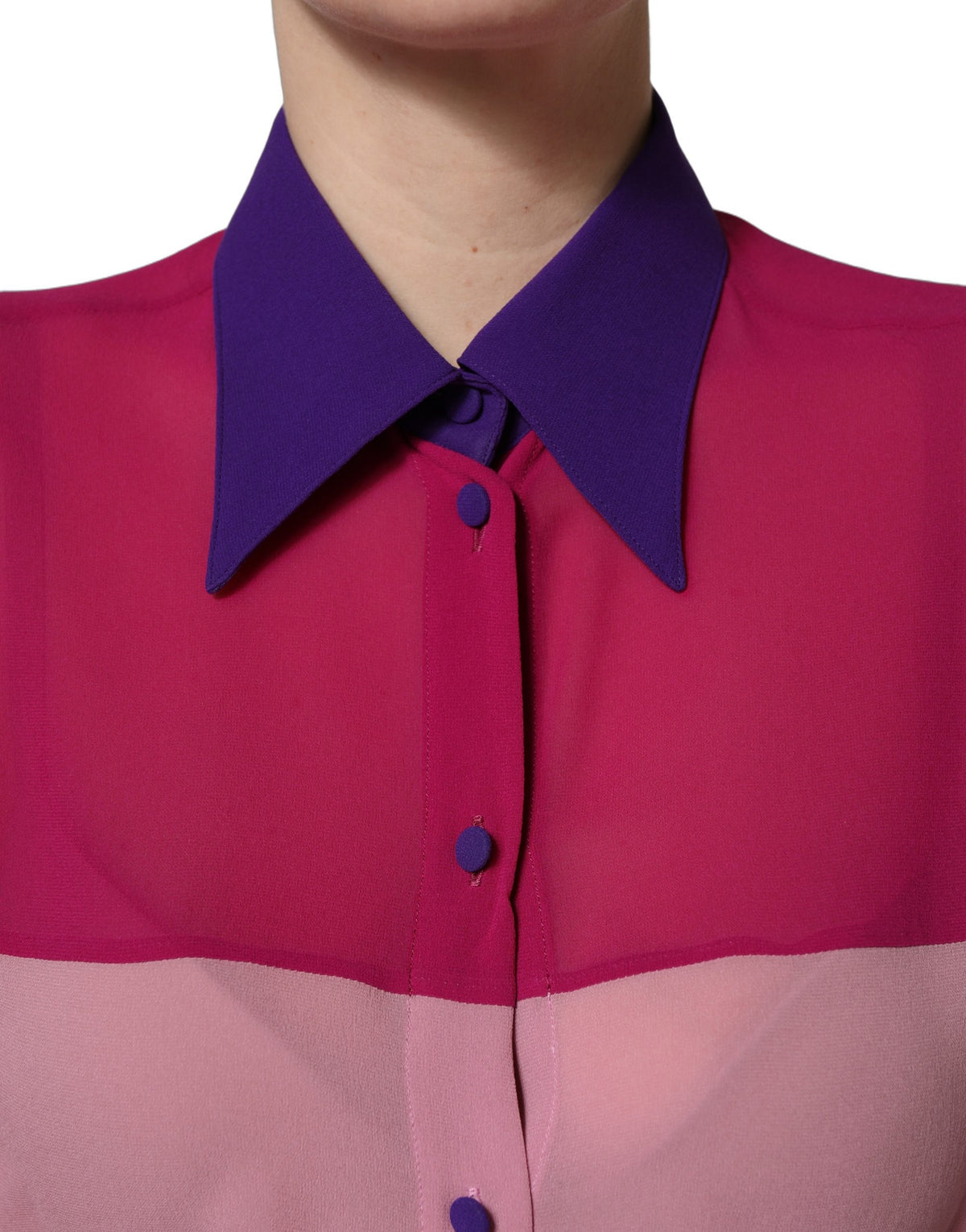 Dolce & Gabbana Women's Long-Sleeve Silk Blouse - Multicolor Patchwork