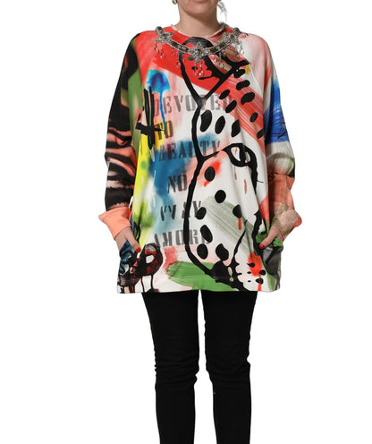 Dolce & Gabbana Women's Crew Neck Cotton Sweatshirt - Multicolor Print