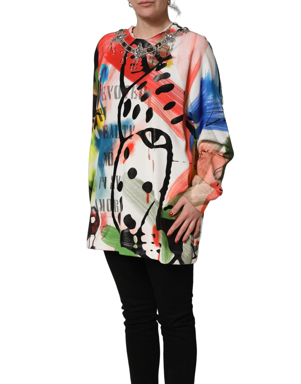 Dolce & Gabbana Women's Crew Neck Cotton Sweatshirt - Multicolor Print
