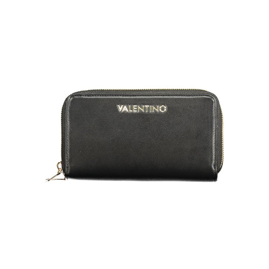 Wallet by Mario Valentino for women in polyurethane black features a streamlined silhouette, showcasing the streamlined Polyurethane Wallet design with sophisticated for a premium look.