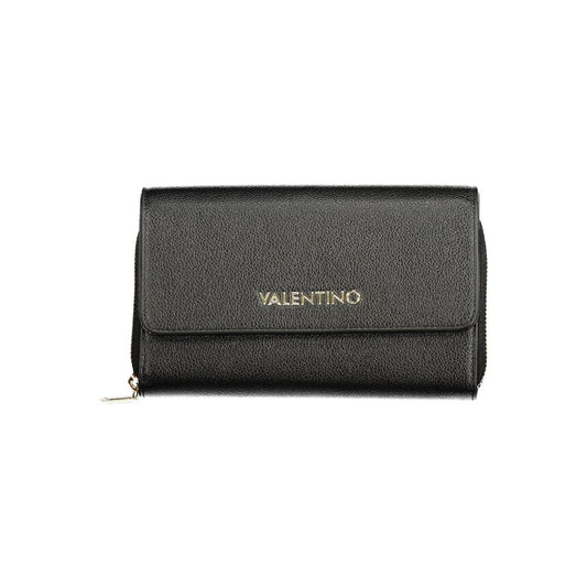 Wallet by Mario Valentino for women in polyurethane black & signature showcases a discerning silhouette, artfully capturing the essence of Polyurethane Wallet with its functional .
