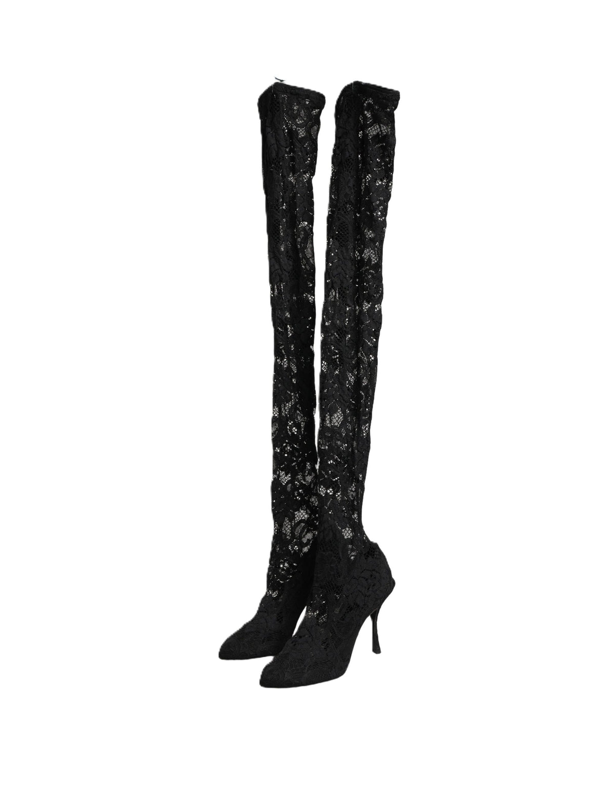 Dolce & Gabbana Women's Polyamide Leather & Viscose High-Heel Over-The-Knee Boots - Black