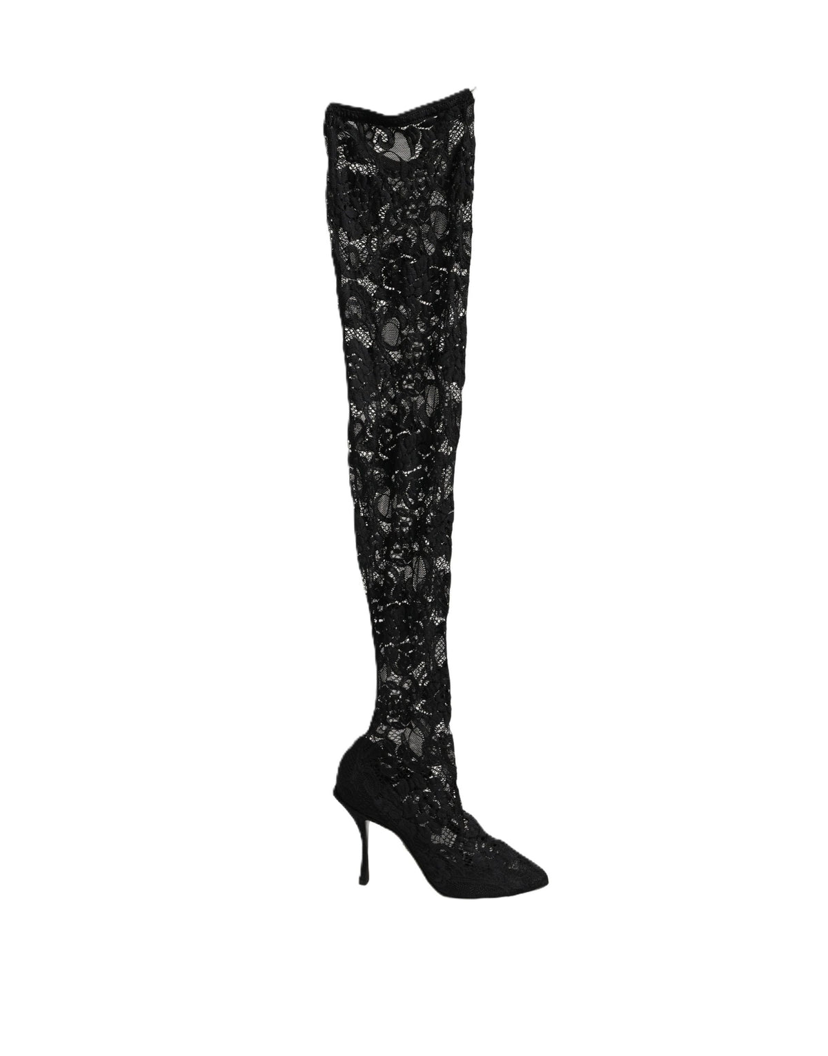 Dolce & Gabbana Women's Polyamide Leather & Viscose High-Heel Over-The-Knee Boots - Black