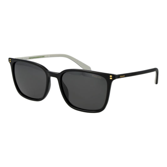 Sunglasses by Polaroid for men in polycarbonate and black presents a sumptuous silhouette, featuring black coloured frame and rectangle full-rim frame design with polarized category-3-dark-tint lens for a sumptuous look.