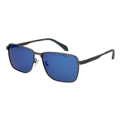 This Sunglasses by Polaroid for men in metal gray presents a sumptuous silhouette, showcasing a sumptuous rectangle full-rim frame design in gunmetal coloured frame and high-performance polarized mirrored category-3-dark-tint lens.