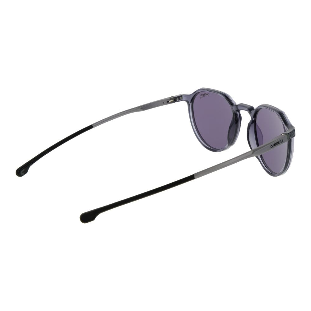 This Sunglasses by Carrera Ducati for men in gray presents a sumptuous silhouette, showcasing a sumptuous full-rim round frame design in gray coloured frame and high-performance mirrored category-3-dark-tint lens.