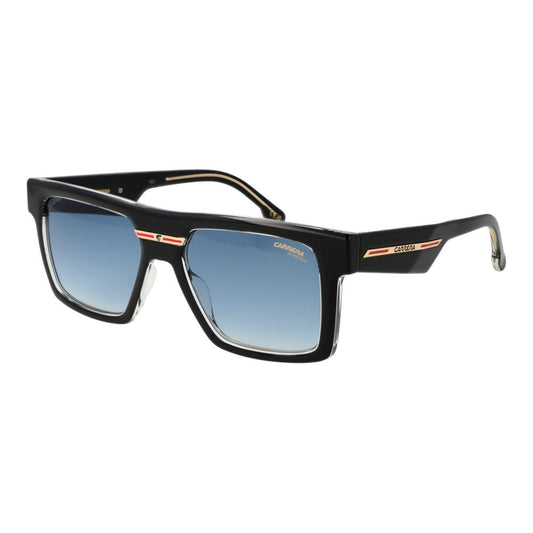 This Sunglasses by Carrera for men in polyamide black presents a sumptuous silhouette, showcasing a sumptuous rectangle full-rim frame design in black coloured frame and high-performance gradient category-2-medium-tint lens.