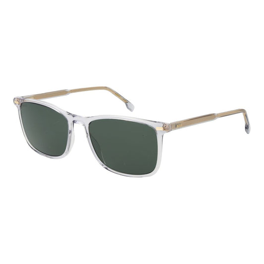 Sunglasses by Hugo Boss for men in acetate gray showcases a ethereal silhouette, featuring gray coloured frame rectangle full-rim frame design with non-polarized category-3-dark-tint lens for a ethereal finish.