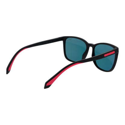 Sunglasses by Polaroid for women in polycarbonate black features a sumptuous silhouette, showcasing a sumptuous full-rim square frame design in black coloured frame with high-performance polarized mirrored category-3-dark-tint lens.