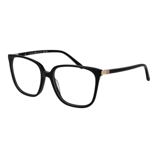 Eyeglasses Frames by Tommy Hilfiger for women in acetate black features an refined silhouette, showcasing a sophisticated black coloured frame and refined full-frame frame design for a refined look.