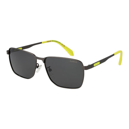 Polaroid Rectangle Polarized Dark-Tint Metal Sunglasses - Grey