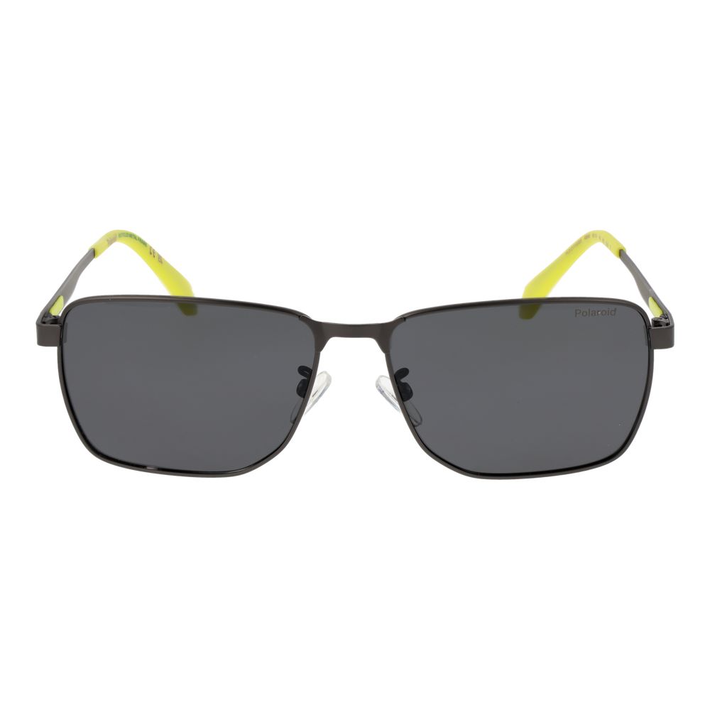 Polaroid Rectangle Polarized Dark-Tint Metal Sunglasses - Grey