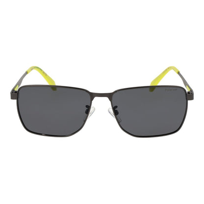 Polaroid Rectangle Polarized Dark-Tint Metal Sunglasses - Grey