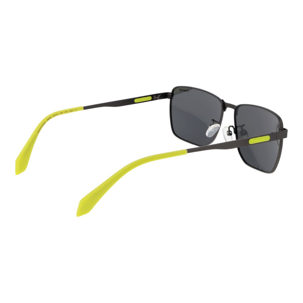 Polaroid Rectangle Polarized Dark-Tint Metal Sunglasses - Grey