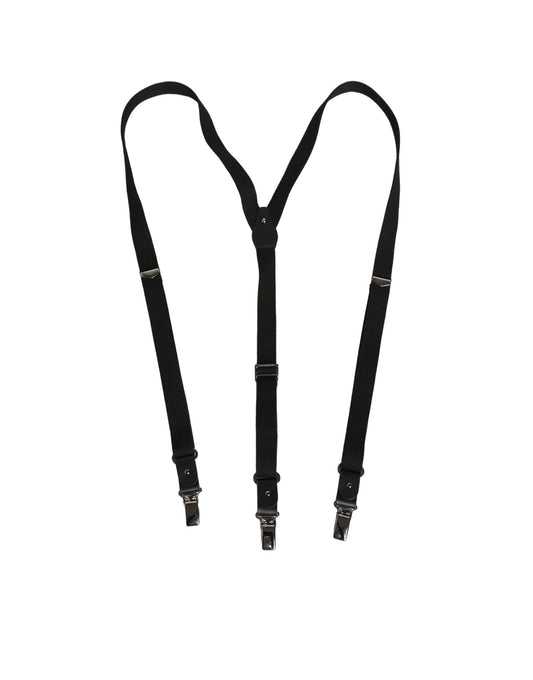 Dolce & Gabbana Calf Leather & Cotton Suspenders - Black