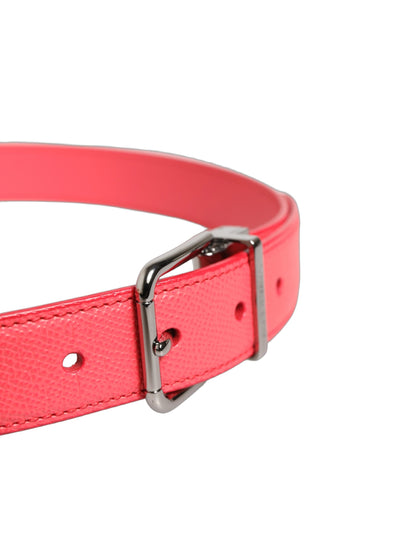 Dolce & Gabbana Lambskin Leather Belt - Pink Silver