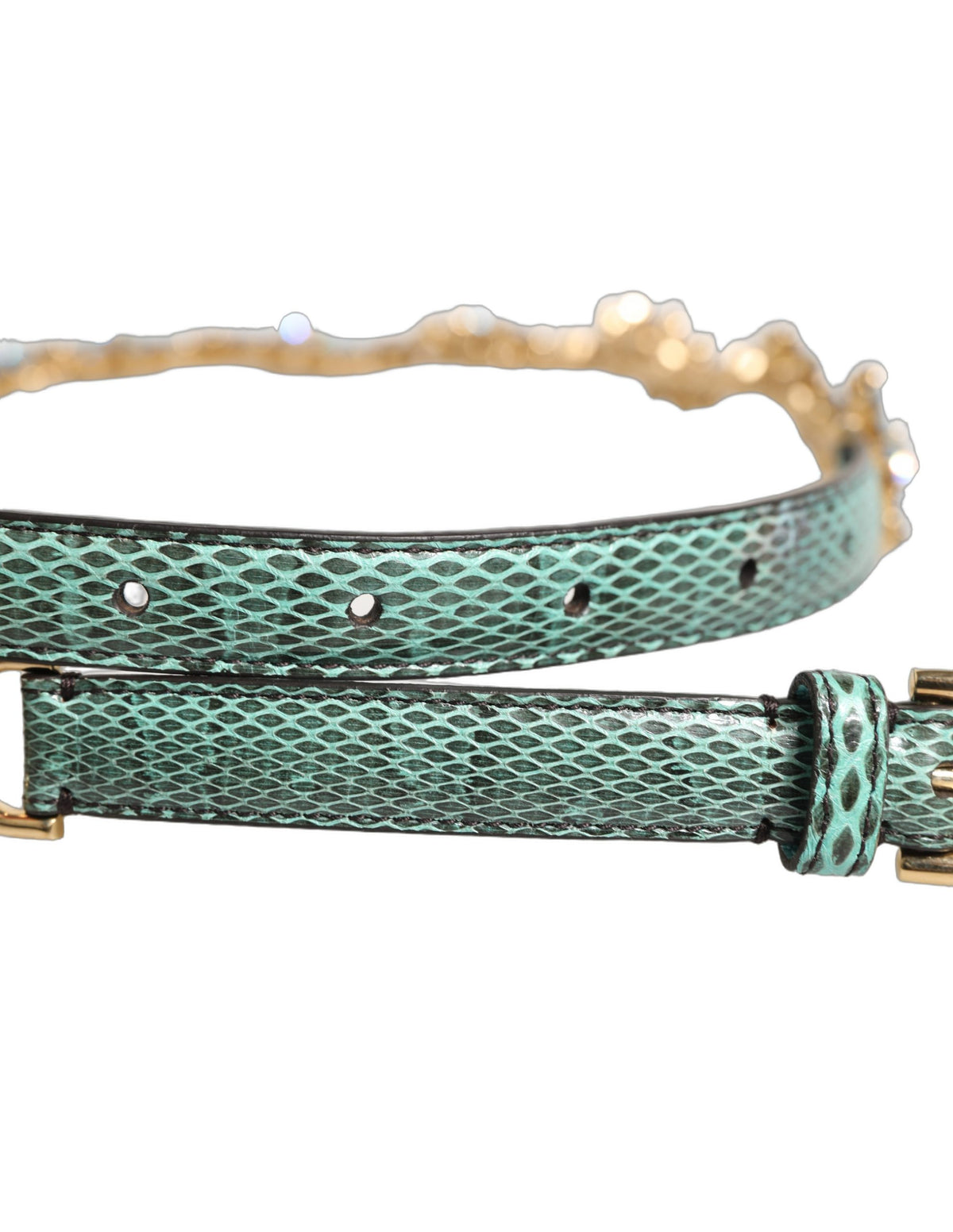 Dolce & Gabbana Ayers Calf Leather Belt - Gold Green Multicolor
